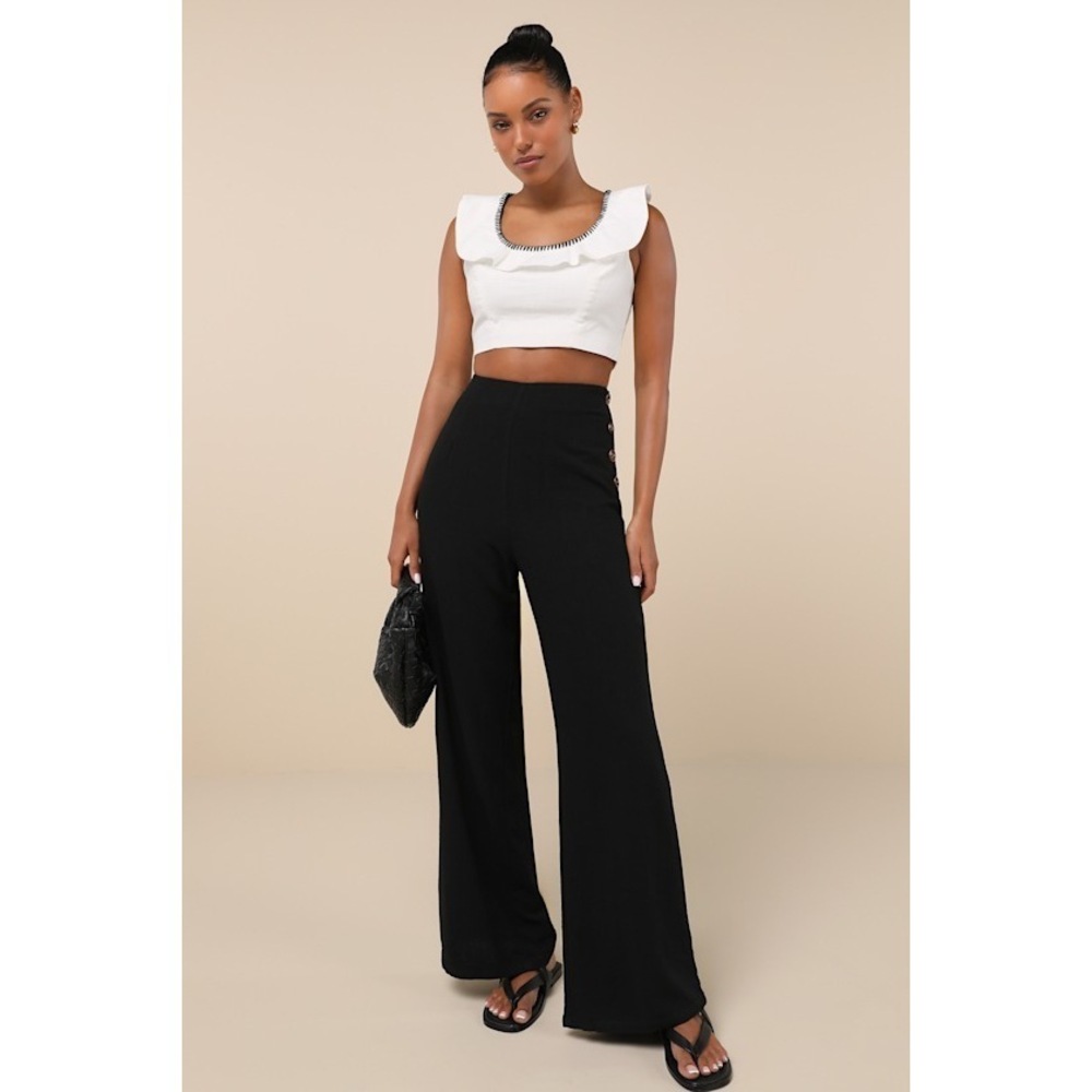 Lulus Noteworthy Black Wide-leg Pants - Size M